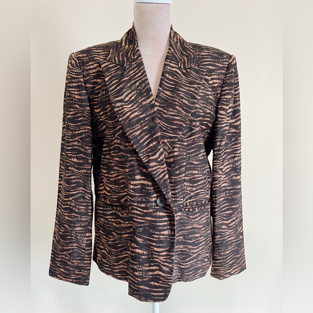 Vintage Animal Print Silk Blazer